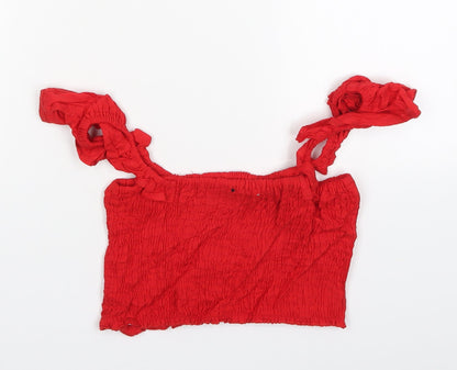 Womens UK Size 8 PRETTYLITTLETHING Red Cropped Tank