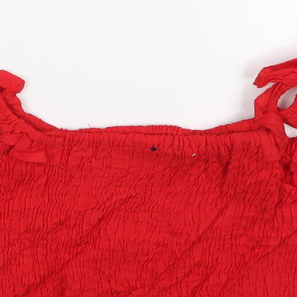 Womens UK Size 8 PRETTYLITTLETHING Red Cropped Tank
