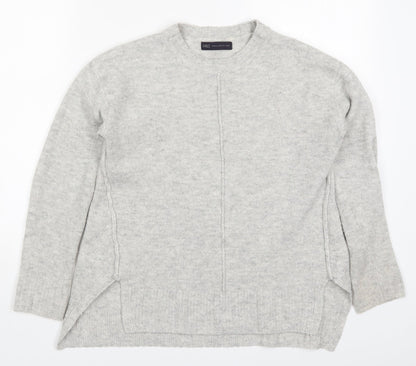 Marks and Spencer Womens Grey Round Neck  Acrylic Pullover Jumper Size S