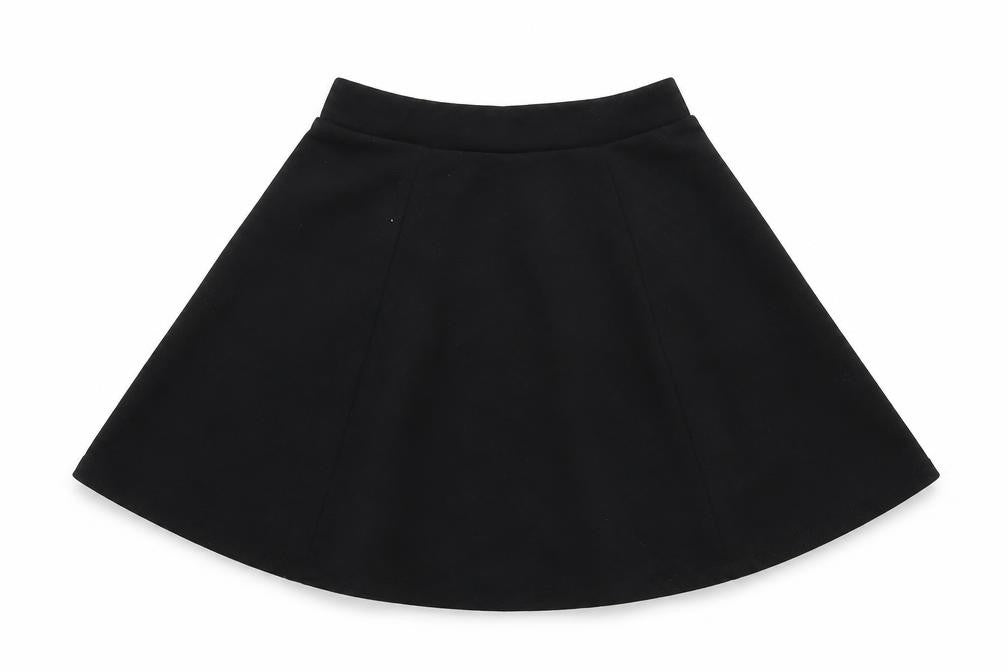 Front view of George girls’ black polyester skater skirt, size 7-8, years regular