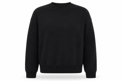 Front view of Primark women’s black cotton pullover sweatshirt, size UK 10, pullover