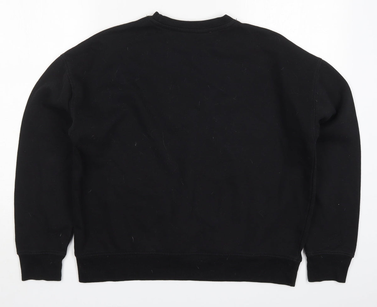 Back view of Primark women’s black cotton pullover sweatshirt, size UK 10, pullover