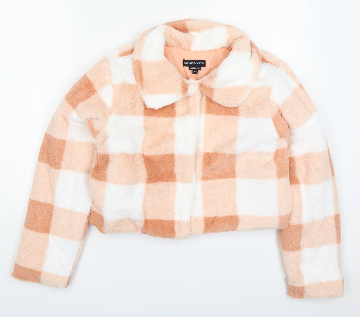 Wednesdays Girl Womens Pink Check  Jacket Coat Size XS  Button