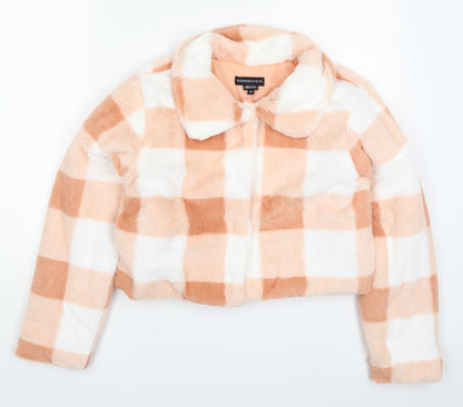 Wednesdays Girl Womens Pink Check  Jacket Coat Size XS  Button