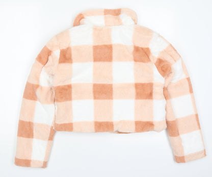 Wednesdays Girl Womens Pink Check  Jacket Coat Size XS  Button