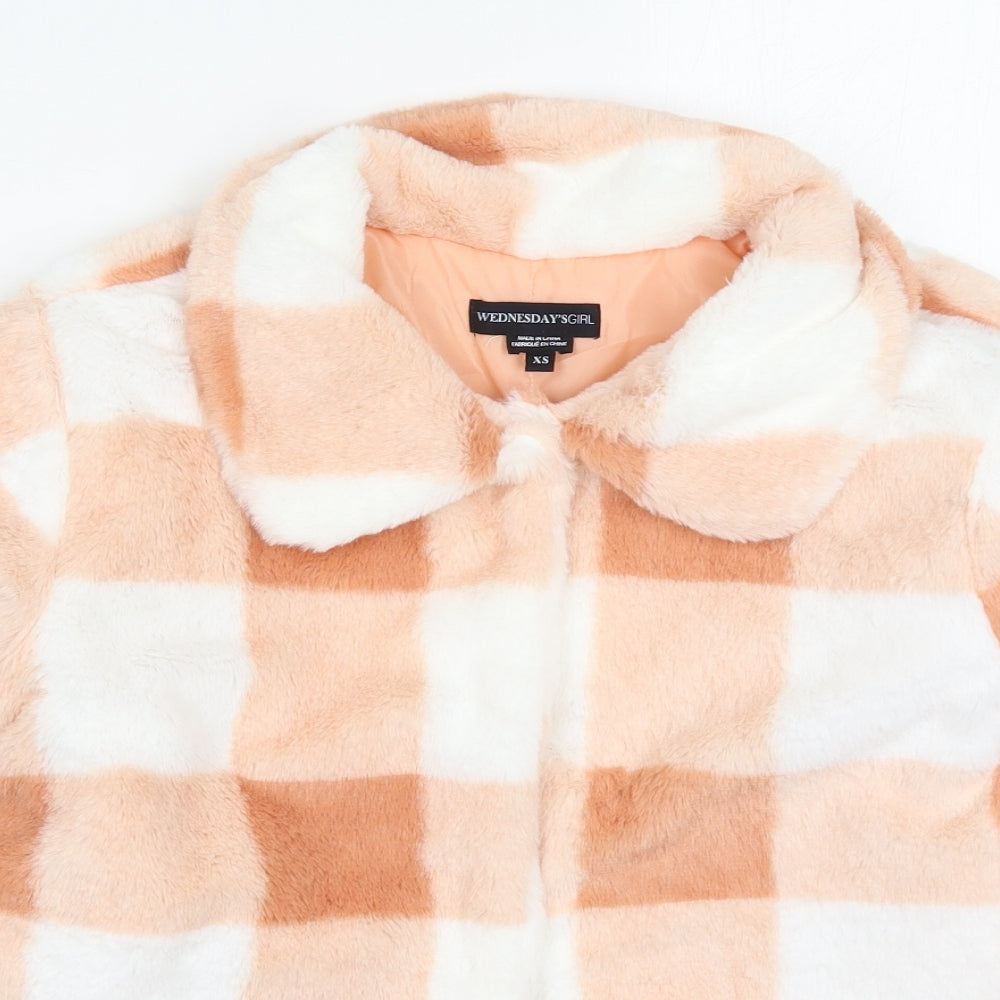 Wednesdays Girl Womens Pink Check  Jacket Coat Size XS  Button