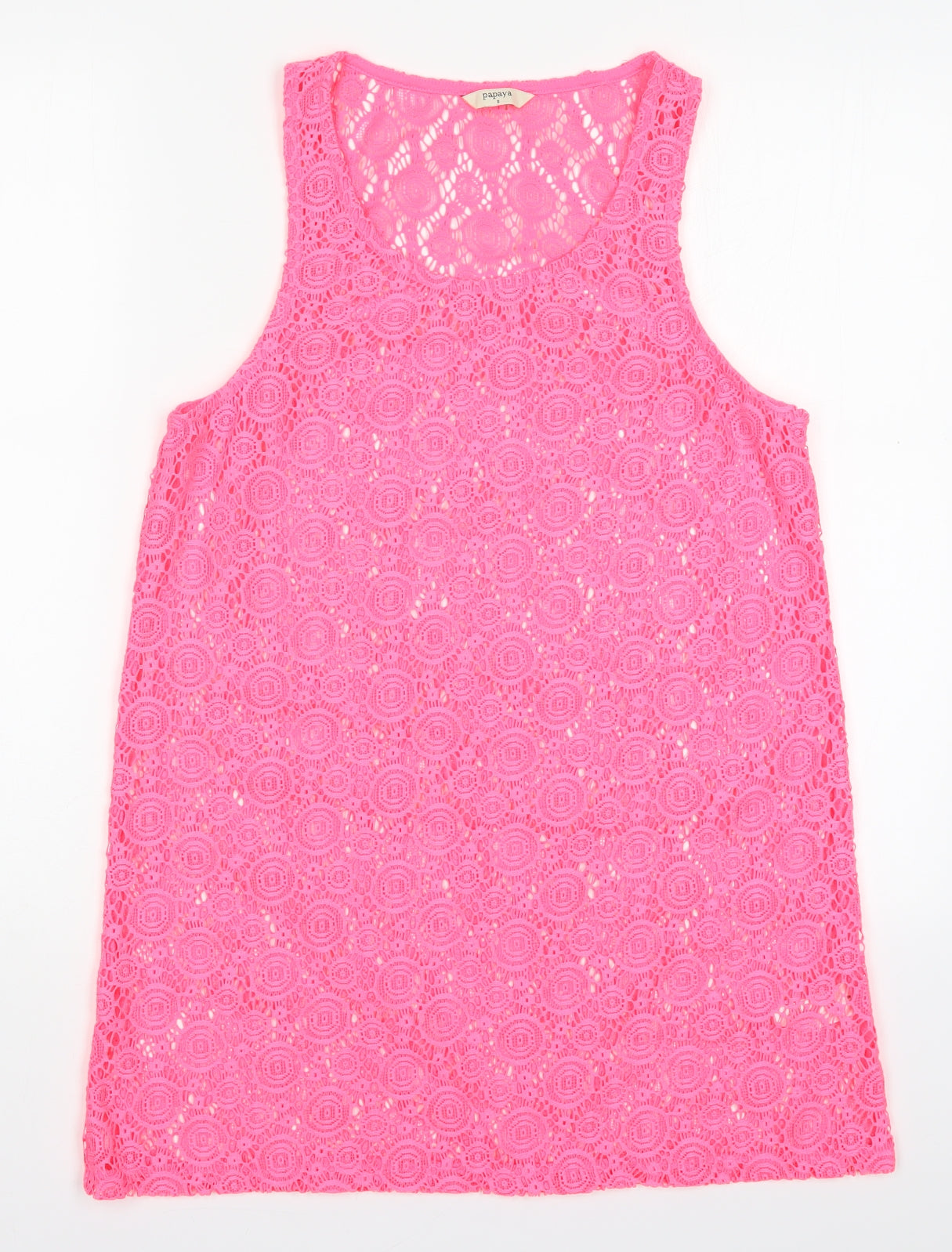 Matalan Womens Pink  Polyester Basic Tank Size S Round Neck