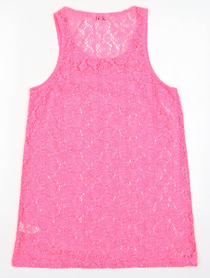 Matalan Womens Pink  Polyester Basic Tank Size S Round Neck