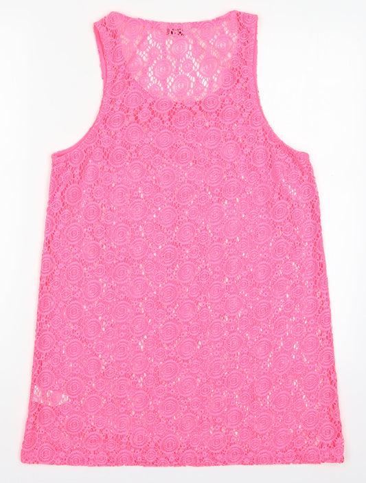 Matalan Womens Pink  Polyester Basic Tank Size S Round Neck