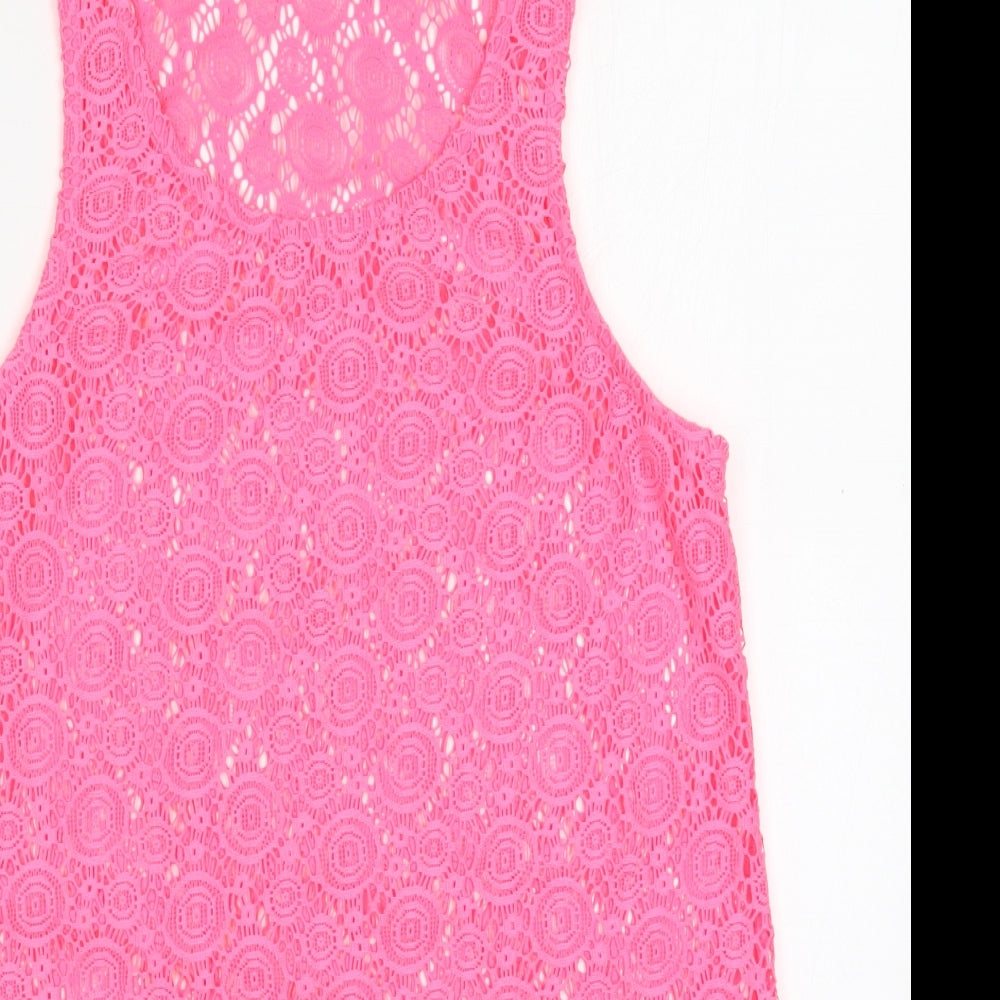 Matalan Womens Pink  Polyester Basic Tank Size S Round Neck