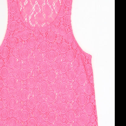 Matalan Womens Pink  Polyester Basic Tank Size S Round Neck