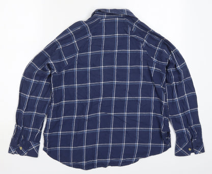 Primark Womens Blue Check Cotton Basic Button-Up Size 8 Collared