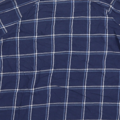 Primark Womens Blue Check Cotton Basic Button-Up Size 8 Collared