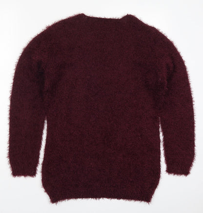 Studio Womens Purple Round Neck  Polyester Pullover Jumper Size 8