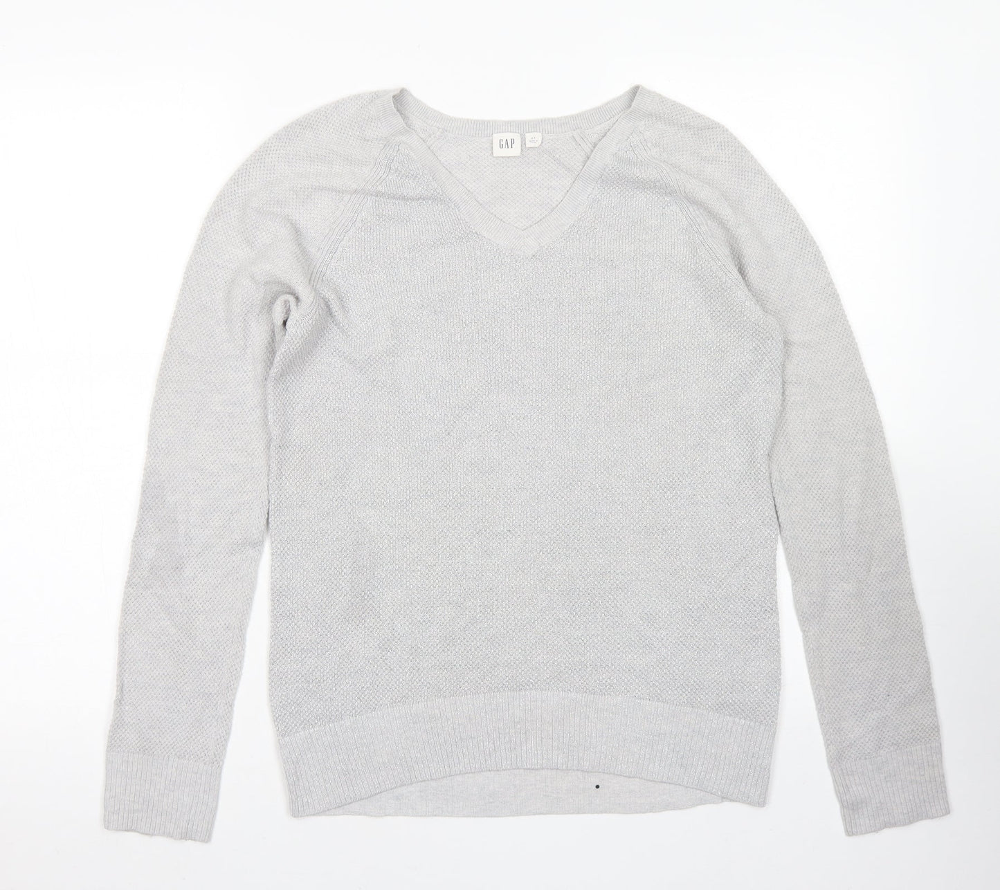 Gap Womens Grey V-Neck  Cotton Pullover Jumper Size S