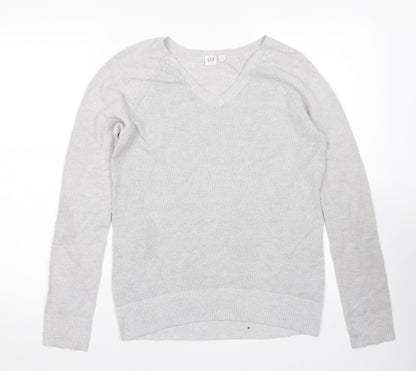Gap Womens Grey V-Neck  Cotton Pullover Jumper Size S