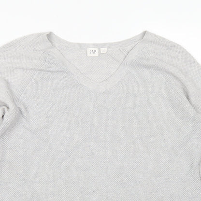 Gap Womens Grey V-Neck  Cotton Pullover Jumper Size S