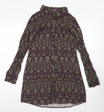 Ginger Soul Womens Purple Argyle/Diamond Viscose Shirt Dress  Size S  Collared Button