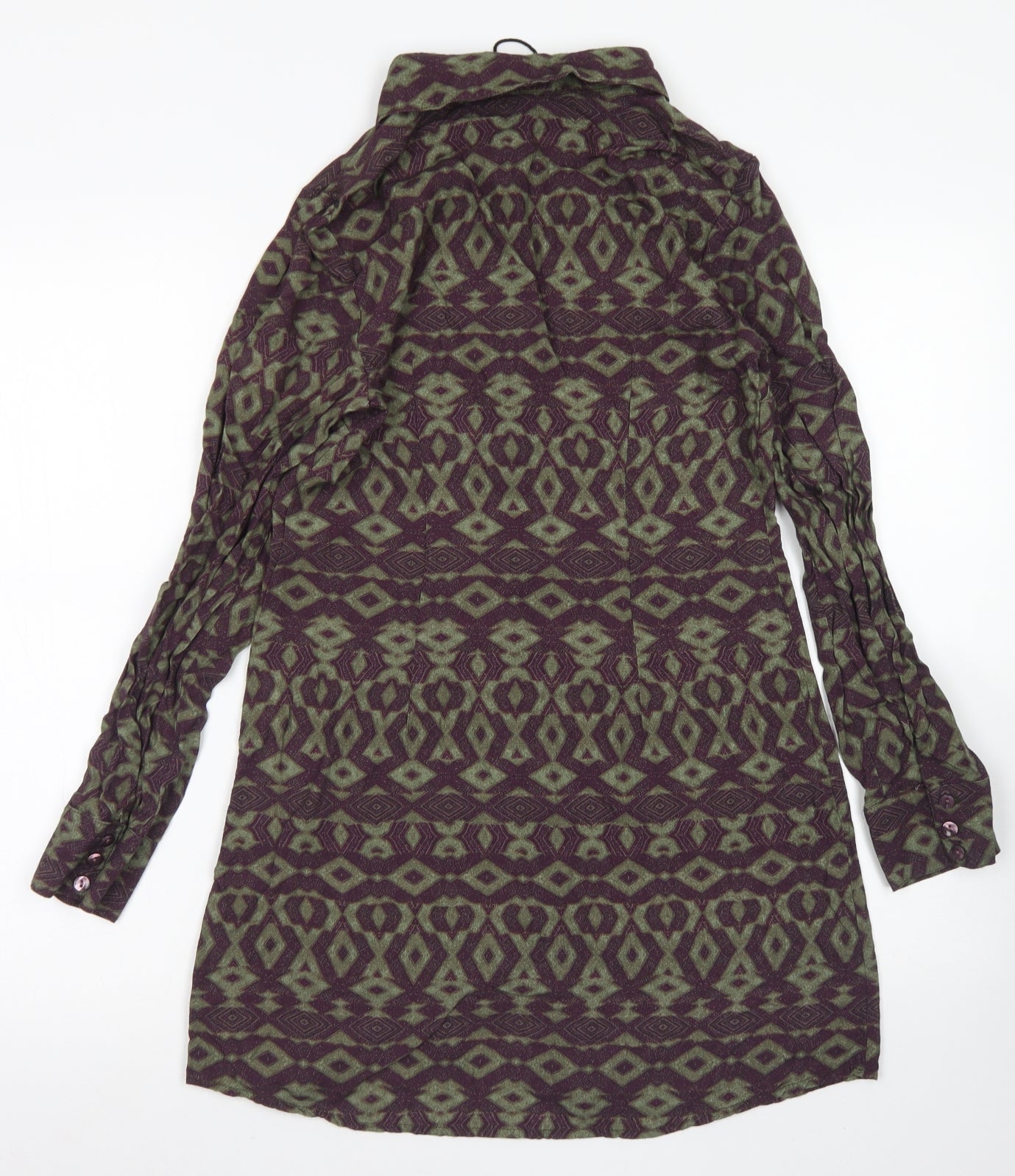 Ginger Soul Womens Purple Argyle/Diamond Viscose Shirt Dress  Size S  Collared Button