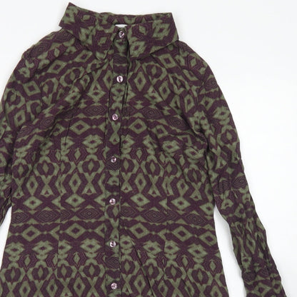Ginger Soul Womens Purple Argyle/Diamond Viscose Shirt Dress  Size S  Collared Button