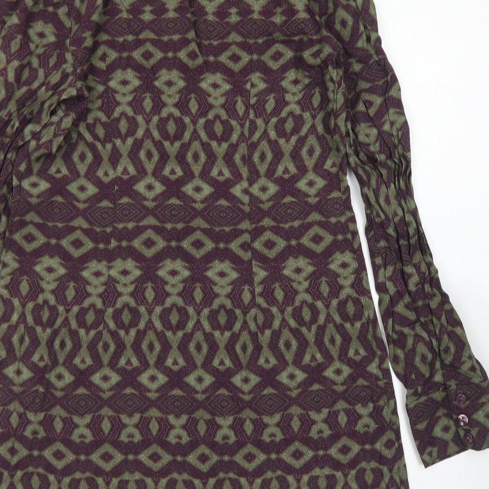 Ginger Soul Womens Purple Argyle/Diamond Viscose Shirt Dress  Size S  Collared Button