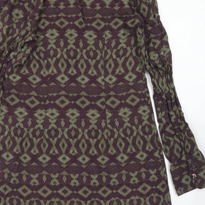 Ginger Soul Womens Purple Argyle/Diamond Viscose Shirt Dress  Size S  Collared Button
