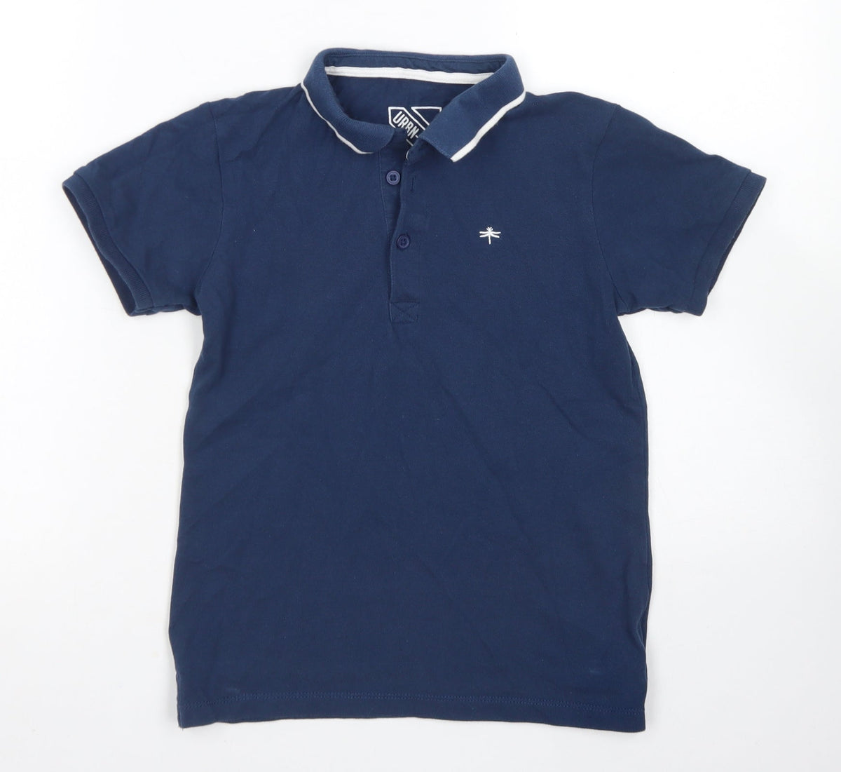 Additional front view of URBN DEPT boys’ blue cotton basic polo, size 9, years collared button