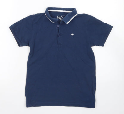 Additional front view of URBN DEPT boys’ blue cotton basic polo, size 9, years collared button