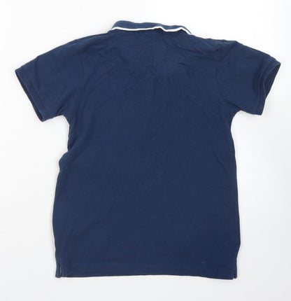 Back view of URBN DEPT boys’ blue cotton basic polo, size 9, years collared button