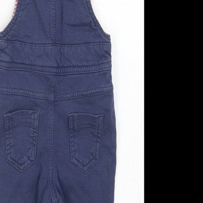 M&S Boys Brown Striped Cotton Dungaree One-Piece Size 0-3 Months  Button