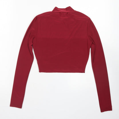 Womens UK Size 4 PRETTYLITTLETHING Red Cropped T-Shirt
