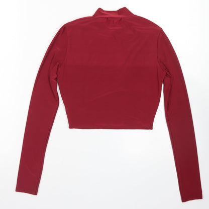 Womens UK Size 4 PRETTYLITTLETHING Red Cropped T-Shirt