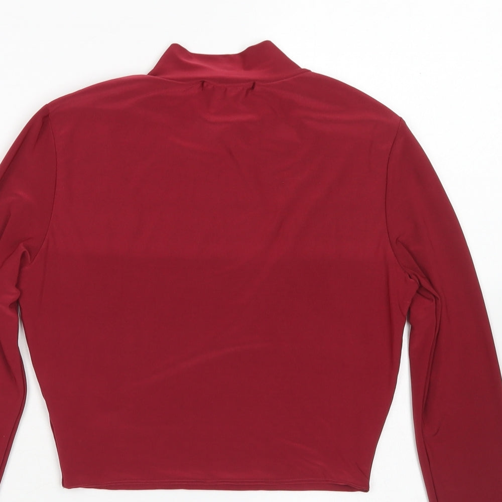 Womens UK Size 4 PRETTYLITTLETHING Red Cropped T-Shirt