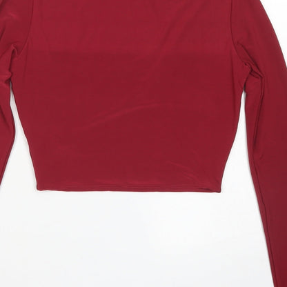 Womens UK Size 4 PRETTYLITTLETHING Red Cropped T-Shirt