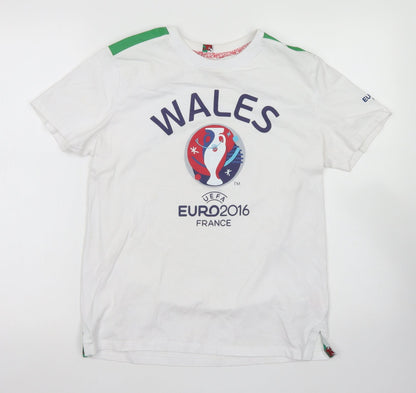 Uefa Euro 2016 Boys White  Cotton Basic Button-Up Size 13 Years Crew Neck  - Wales