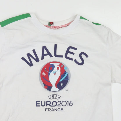 Uefa Euro 2016 Boys White  Cotton Basic Button-Up Size 13 Years Crew Neck  - Wales