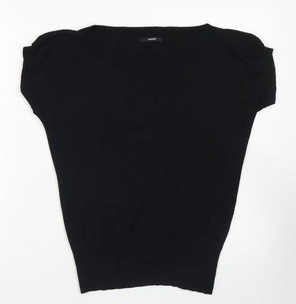 George Womens Black  Viscose Basic T-Shirt Size 12 Boat Neck