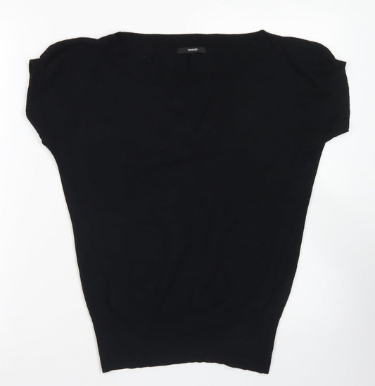 George Womens Black  Viscose Basic T-Shirt Size 12 Boat Neck