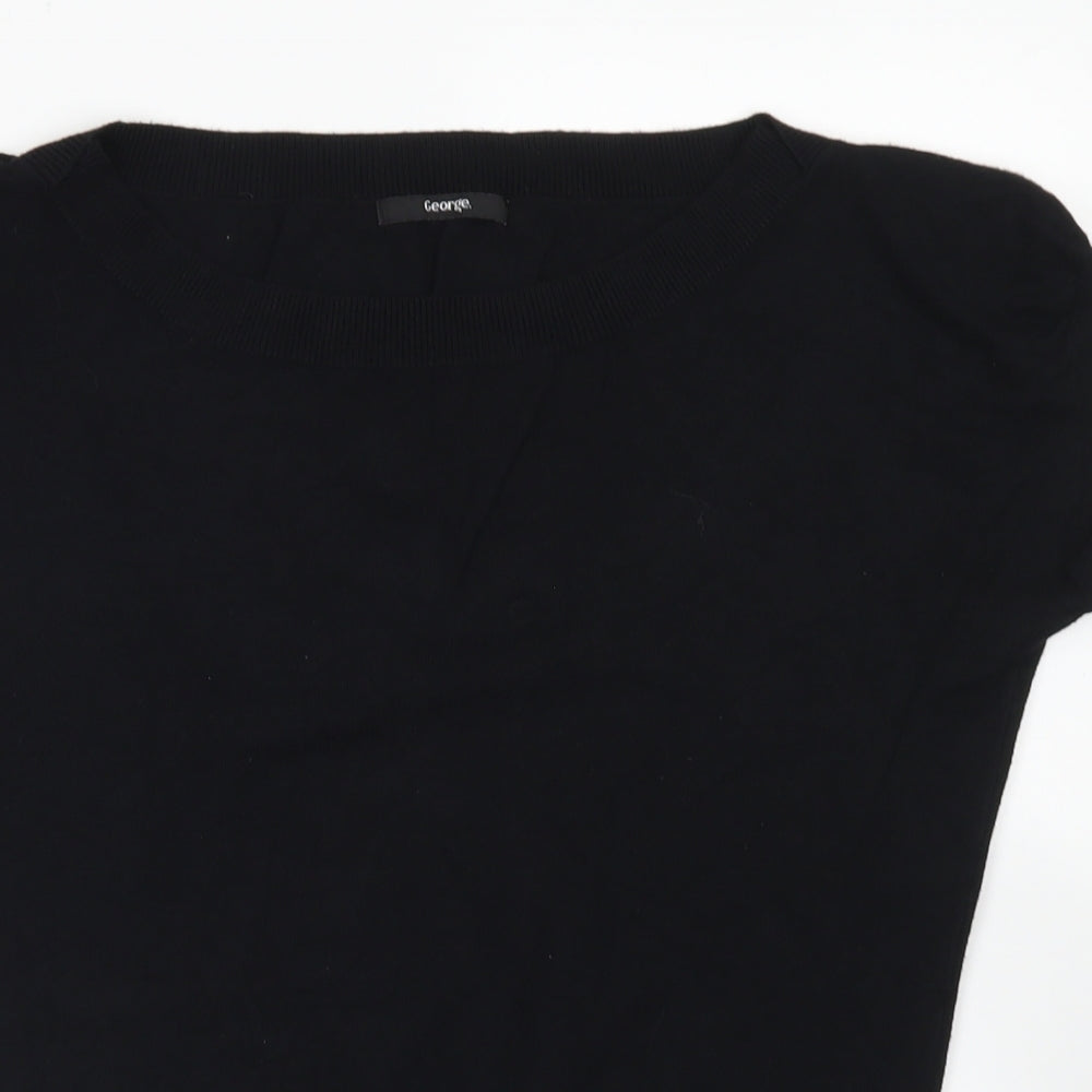 George Womens Black  Viscose Basic T-Shirt Size 12 Boat Neck