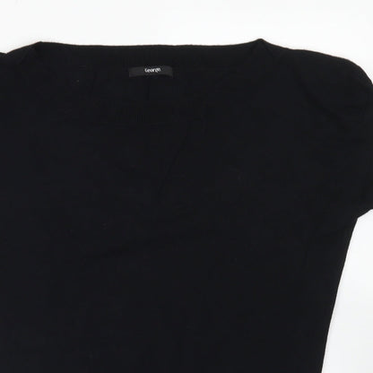 George Womens Black  Viscose Basic T-Shirt Size 12 Boat Neck