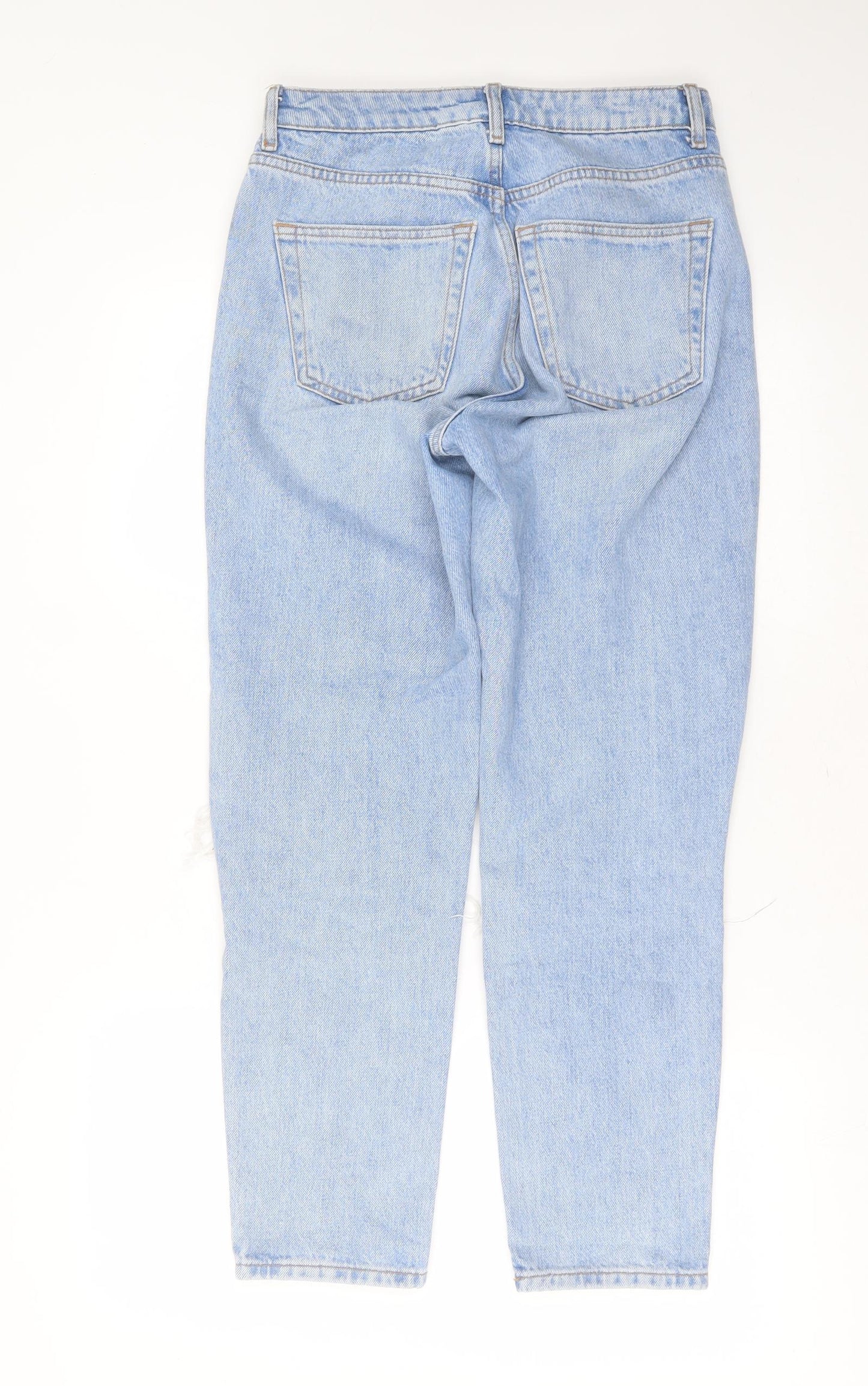 Topshop Womens Blue  Cotton Mom Jeans Size 26 in L29 in Regular Zip