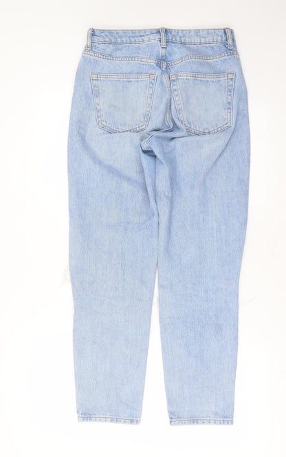 Topshop Womens Blue  Cotton Mom Jeans Size 26 in L29 in Regular Zip