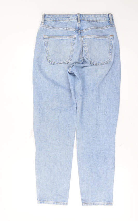 Topshop Womens Blue  Cotton Mom Jeans Size 26 in L29 in Regular Zip