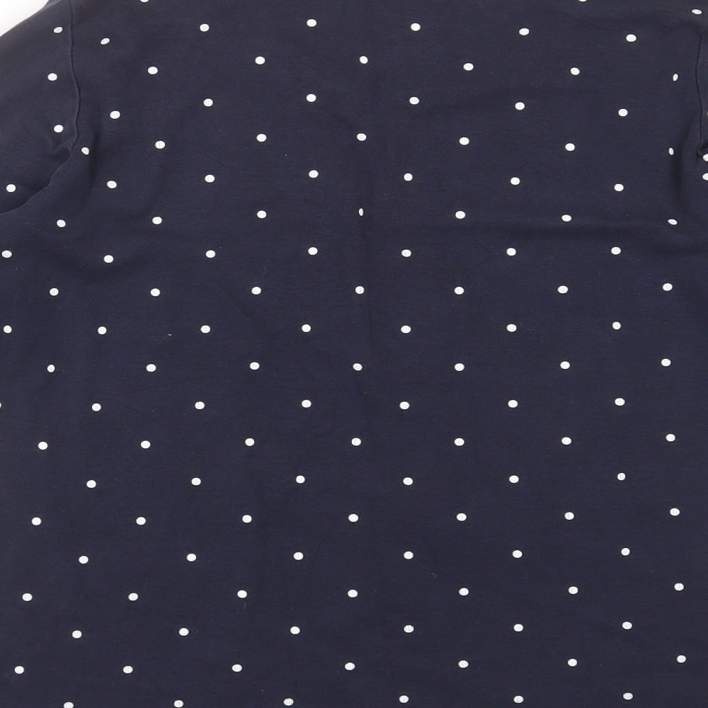 EWM Womens Blue Polka Dot Cotton Basic T-Shirt Size M Round Neck