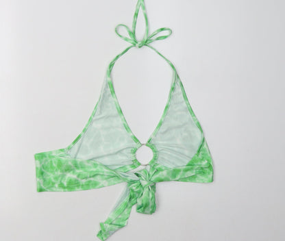 SheIn Womens Green Geometric Polyester Cropped Tank Size XS V-Neck