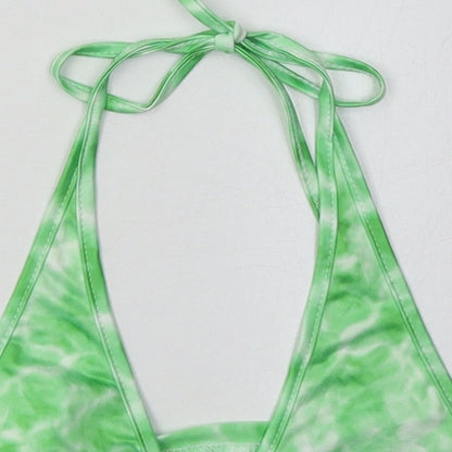 SheIn Womens Green Geometric Polyester Cropped Tank Size XS V-Neck