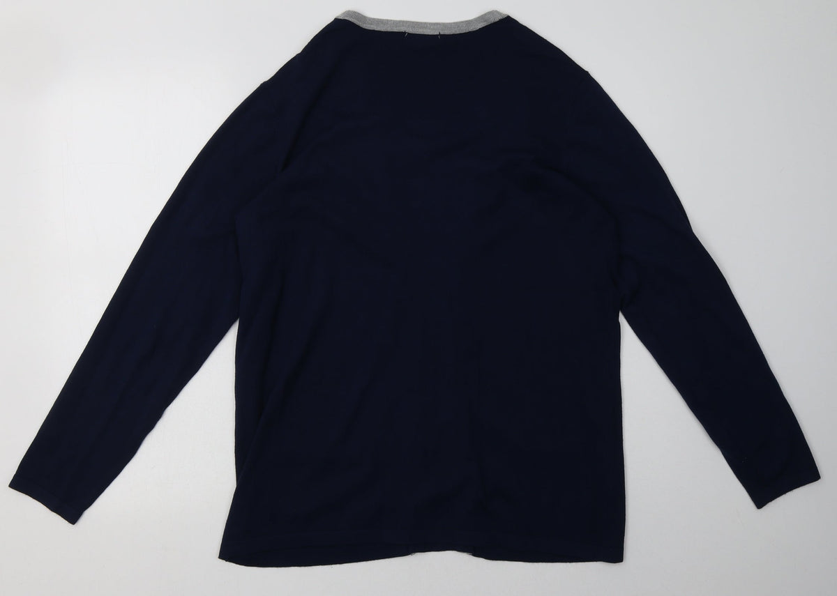 Back view of Arista women’s blue striped viscose pullover sweatshirt, size UK 16, pullover