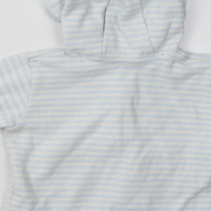 Marks and Spencer Boys Blue Striped Cotton Pullover Jumper Size 3-6 Months  Button