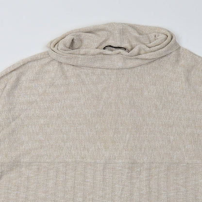 Close-up detail of TU women’s beige striped polyester pullover sweatshirt, size UK 10, pullover
