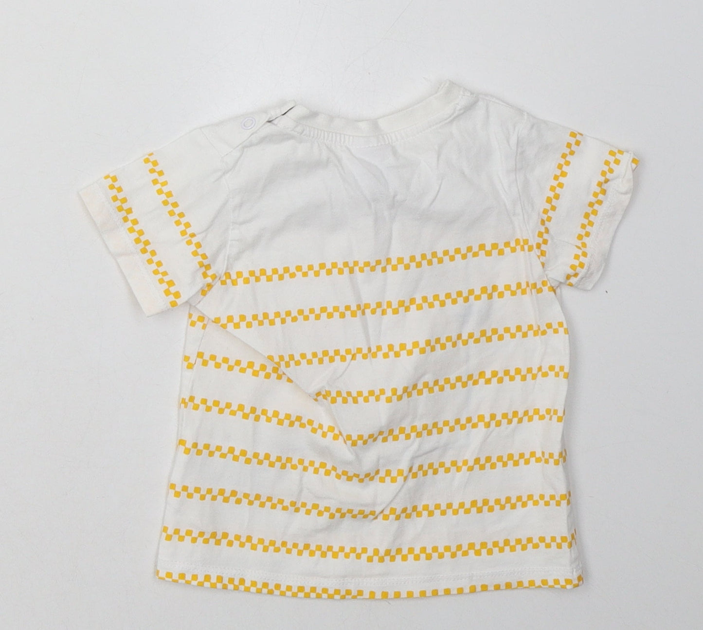 newness Boys Yellow Striped Cotton Basic T-Shirt Size 12 Months Crew Neck Buckle